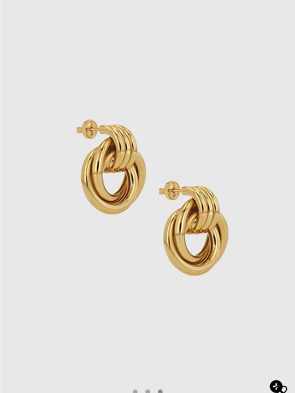 Gold Tone Interlocking Hoop Stud Earrings - Women